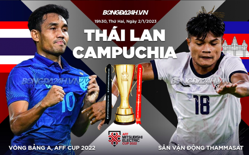Link xem trực tiếp Thái Lan - Campuchia 19h30 ngày 2/1/2023