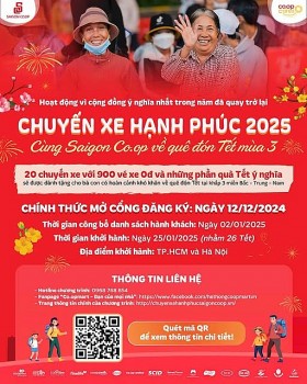 Saigon Co.op tặng 900 vé xe 0 đồng cho người lao động về quê đón Tết Nguyên đán 2025