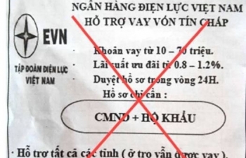 Cảnh báo việc giả thương hiệu EVN để quảng cáo cho vay tín chấp