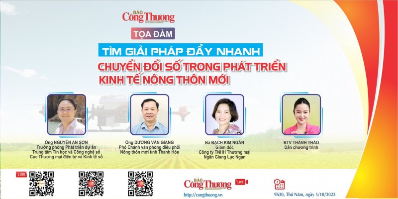 Trực tiếp 5/10: Tọa đàm “Tìm giải pháp đẩy nhanh chuyển đổi số trong phát triển kinh tế nông thôn mới”