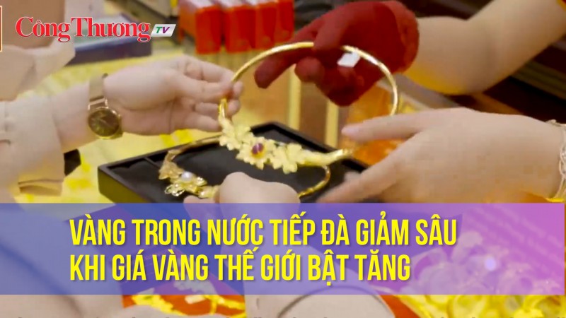 Vàng trong nước tiếp đà giảm sâu khi giá vàng thế giới bật tăng 9,3 USD