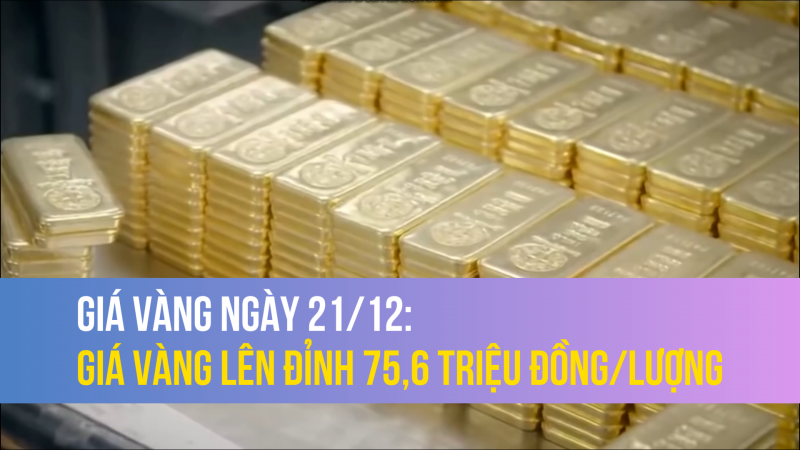 Giá vàng ngày 21/12: Giá vàng lên đỉnh 75,6 triệu đồng/lượng
