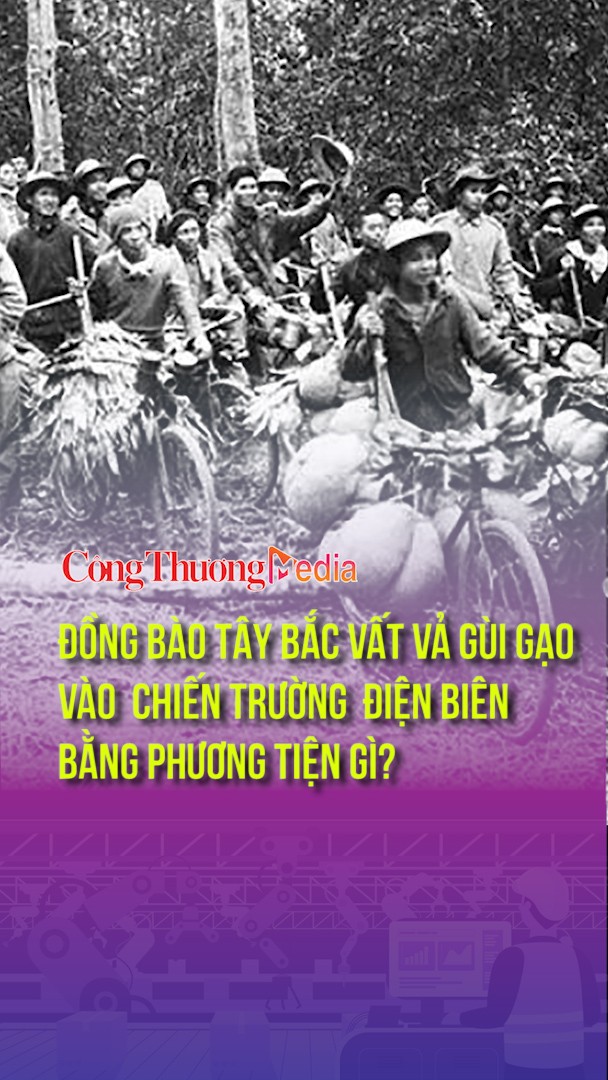 Đồng bào Tây Bắc vất vả gùi gạo vào chiến trường Điện Biên bằng phương tiện gì?