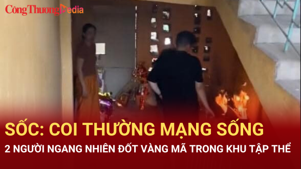 Sốc: Coi thường mạng sống, 2 người ngang nhiên đốt vàng mã trong khu tập thể