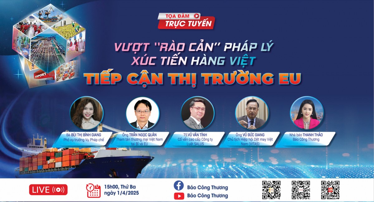 LIVE: Toạ đàm 'Vượt rào cản pháp lý, xúc tiến hàng Việt tiếp cận thị trường EU'