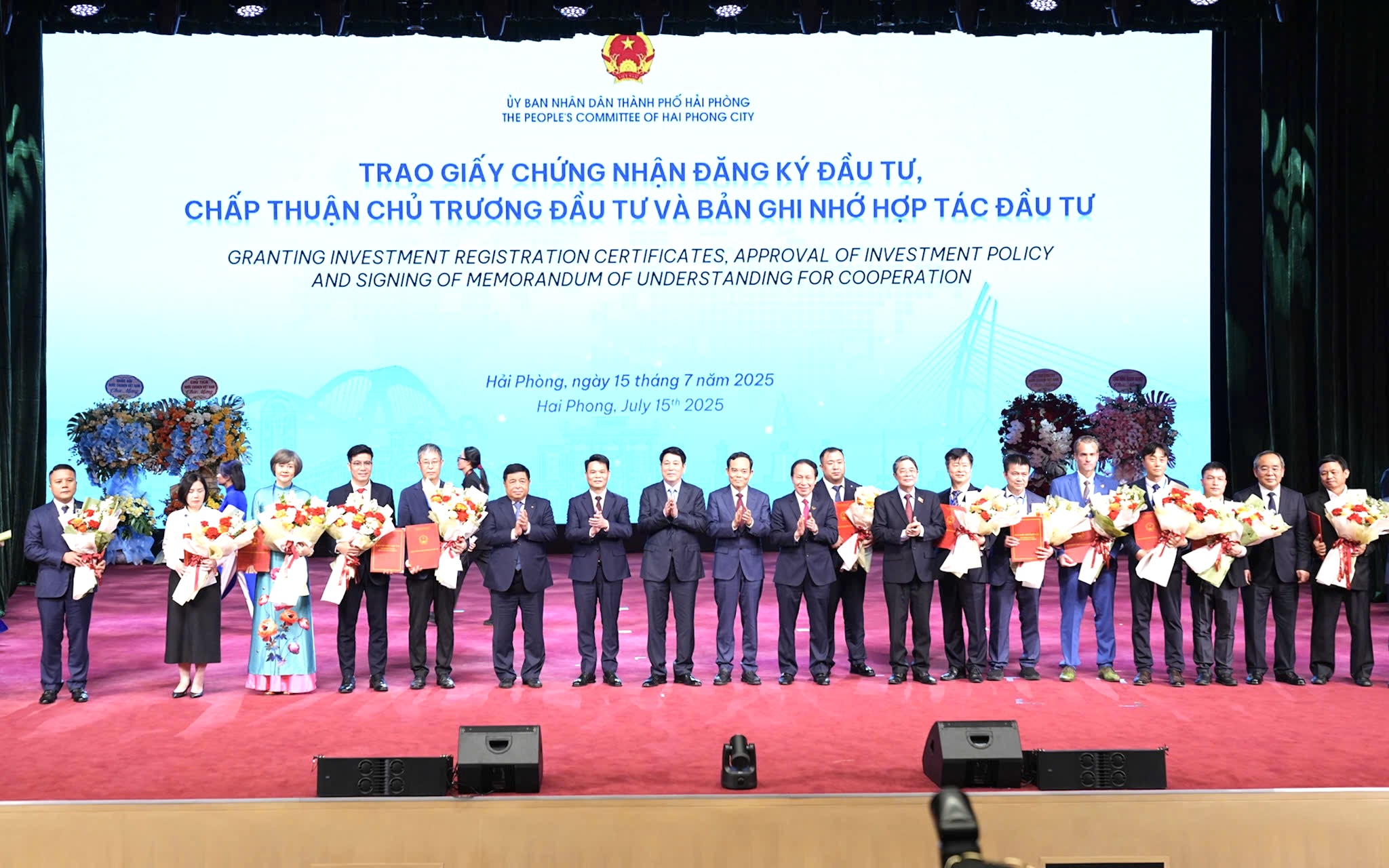 Hải Phòng: 39 dự án và bản ghi nhớ hợp tác đầu tư được trao là lĩnh vực gì?