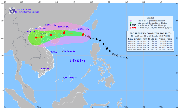 Thời tiết biển hôm nay 20/7/2025: Bão số 3 mạnh thêm, biển động dữ dội