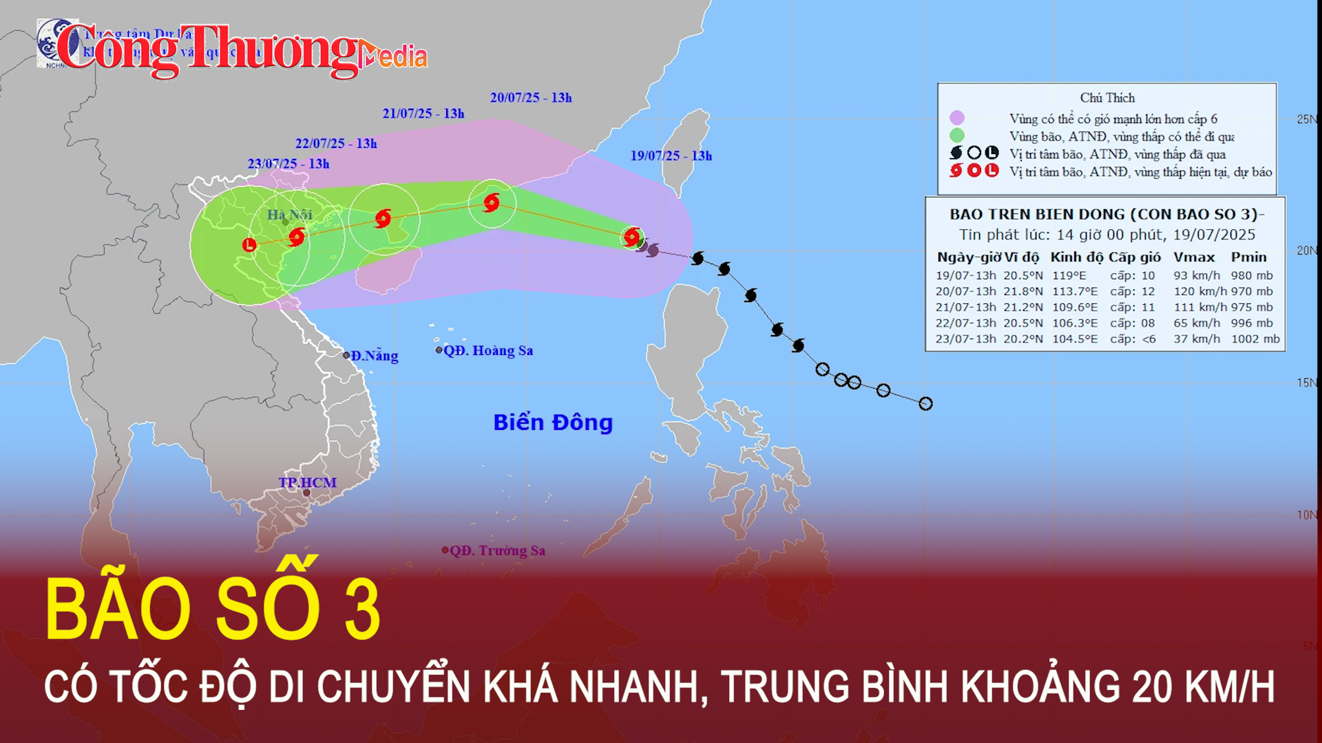 Bão số 3 có tốc độ di chuyển khá nhanh, trung bình khoảng 20 km/h