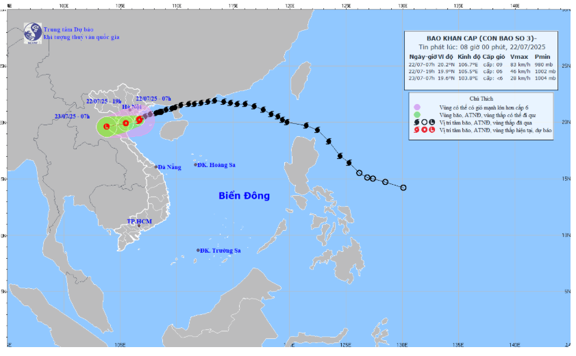 Bão số 3 áp sát, Hải Phòng - Thanh Hóa gió mạnh cấp 8, giật cấp 10
