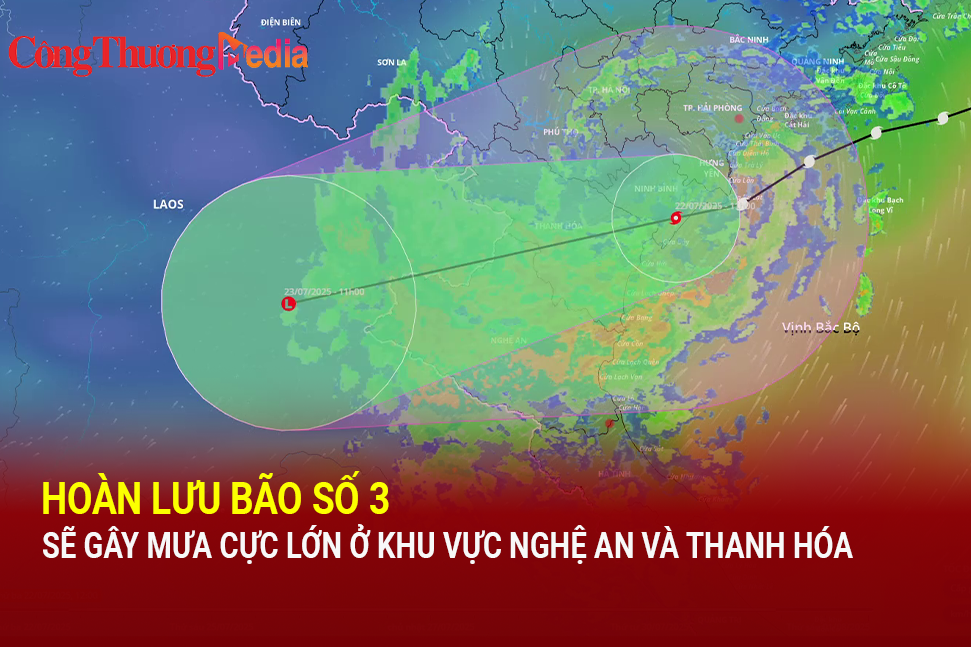 Hoàn lưu bão số 3 sẽ gây mưa cực lớn ở khu vực Nghệ An và Thanh Hóa