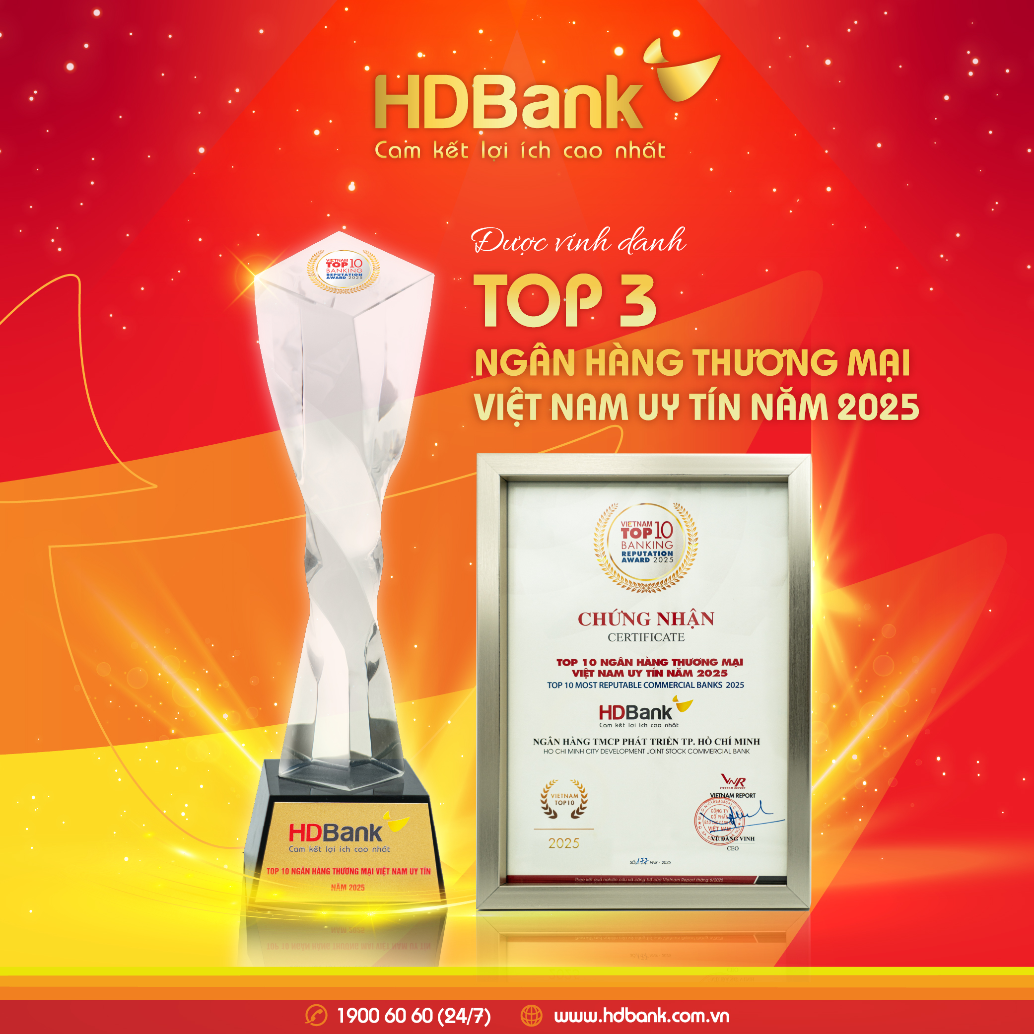 HDBank giữ vị trí thứ 3 Top ngân hàng niêm yết uy tín và hiệu quả nhất Việt Nam