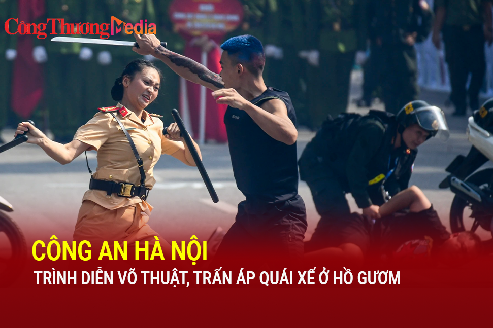 Mãn nhãn Công an Hà Nội trình diễn võ thuật, trấn áp quái xế ở hồ Gươm