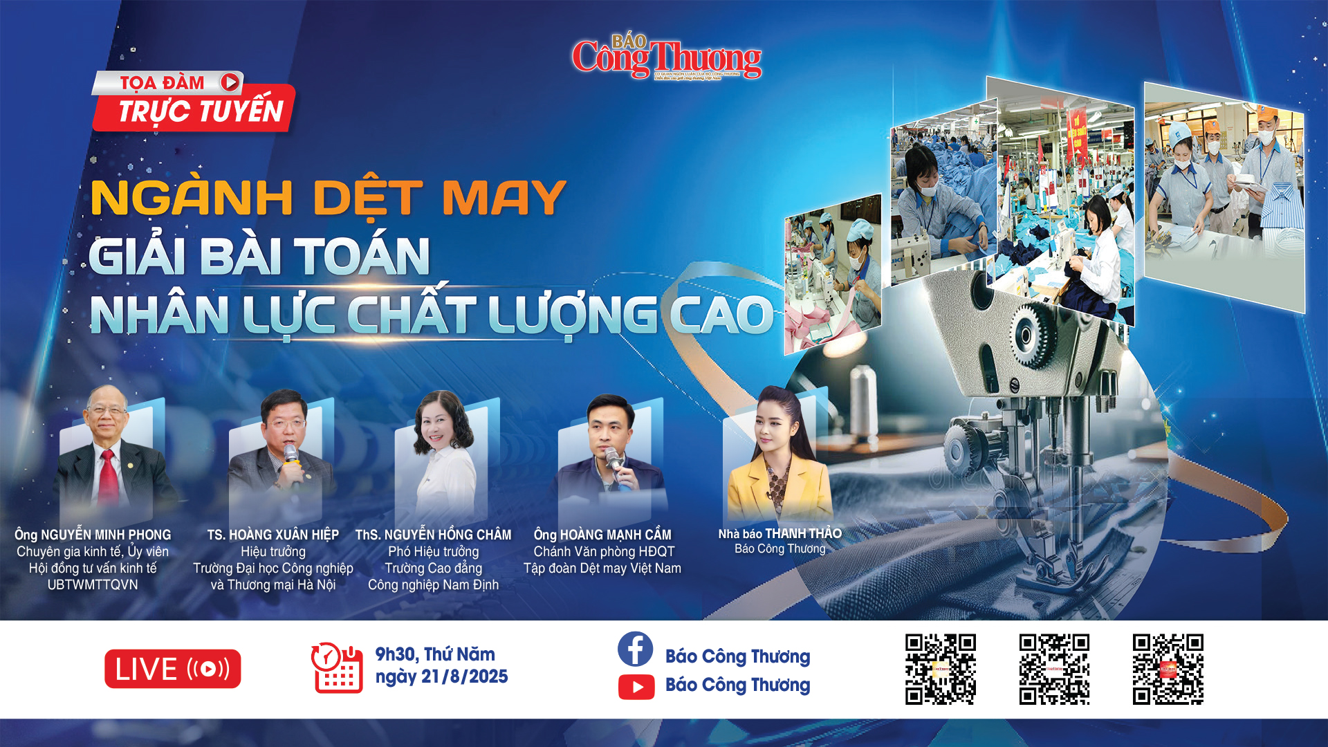 TRỰC TIẾP: Toạ đàm 'Ngành dệt may giải toán nhân lực chất lượng cao'