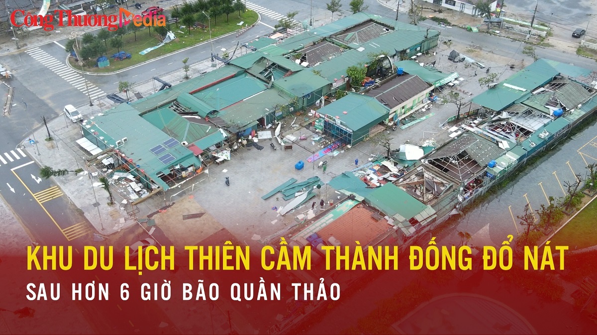 Khu du lịch Thiên Cầm thành đống đổ nát sau hơn 6 giờ bão quần thảo