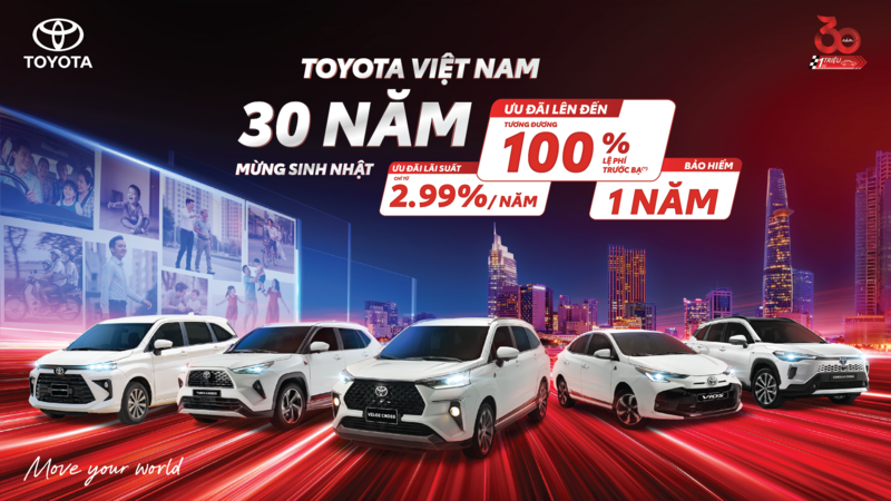 Bùng nổ ưu đãi chúc mừng sinh nhật 30 năm của Toyota Việt Nam 