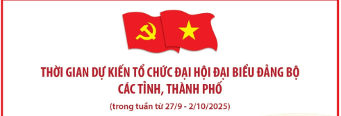 Thời gian dự kiến tổ chức Đại hội đại biểu Đảng bộ các tỉnh, thành phố