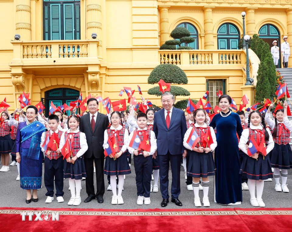 Tổng Bí thư Tô Lâm chủ trì lễ đón Tổng Bí thư, Chủ tịch nước Lào Thongloun Sisoulith