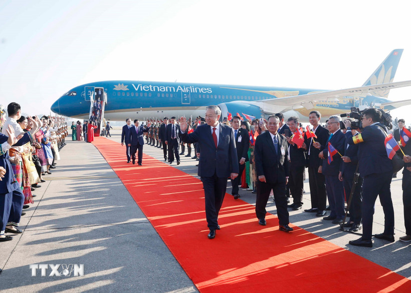 Tổng Bí thư Tô Lâm đến thủ đô Vientiane, bắt đầu thăm cấp Nhà nước tại Lào