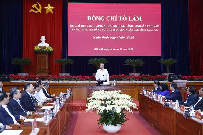 Tổng Bí thư thăm, làm việc và chúc Tết tại Đắk Lắk