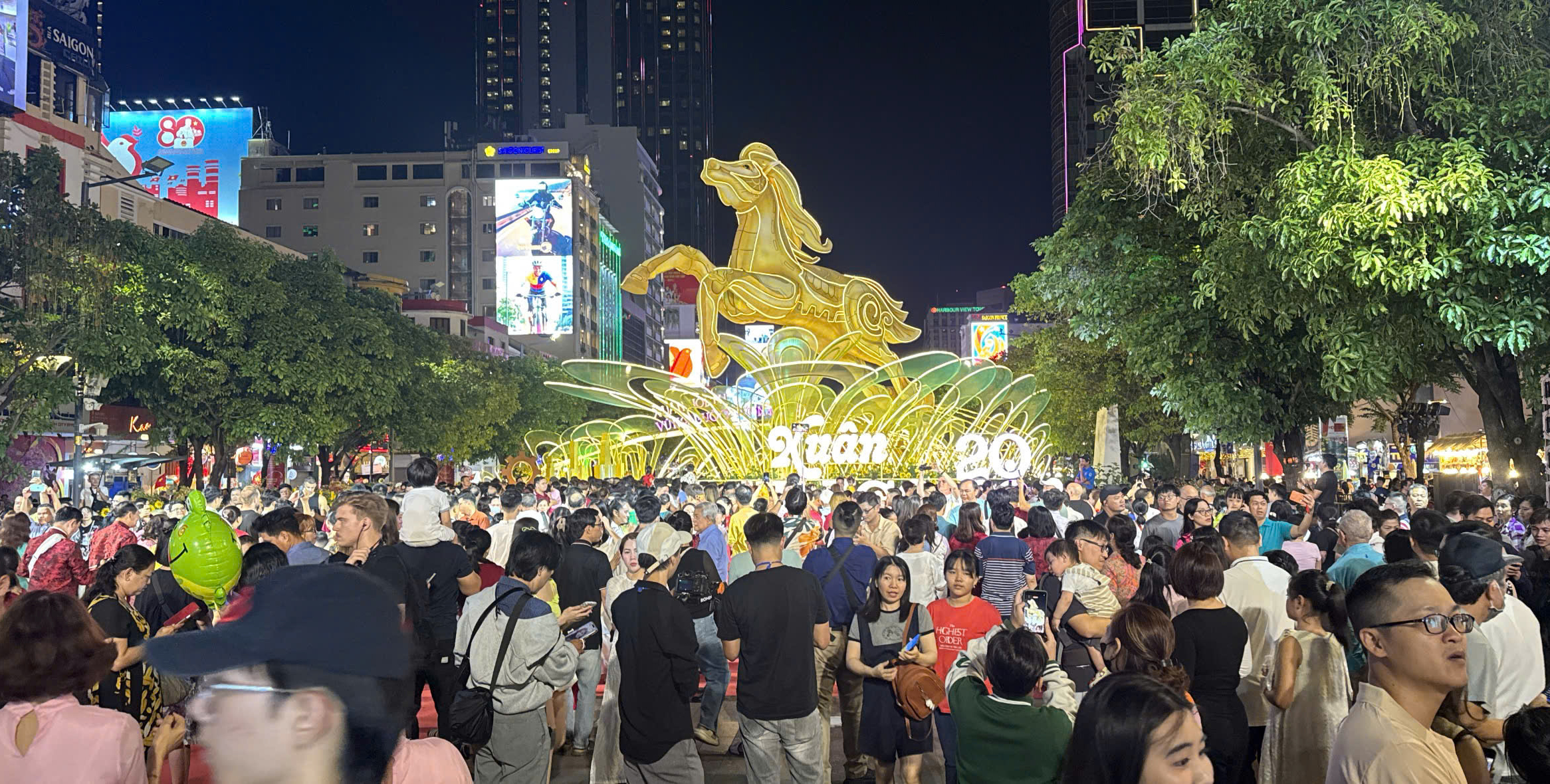 Chiêm ngưỡng đường hoa Nguyễn Huệ tết Bính Ngọ về đêm