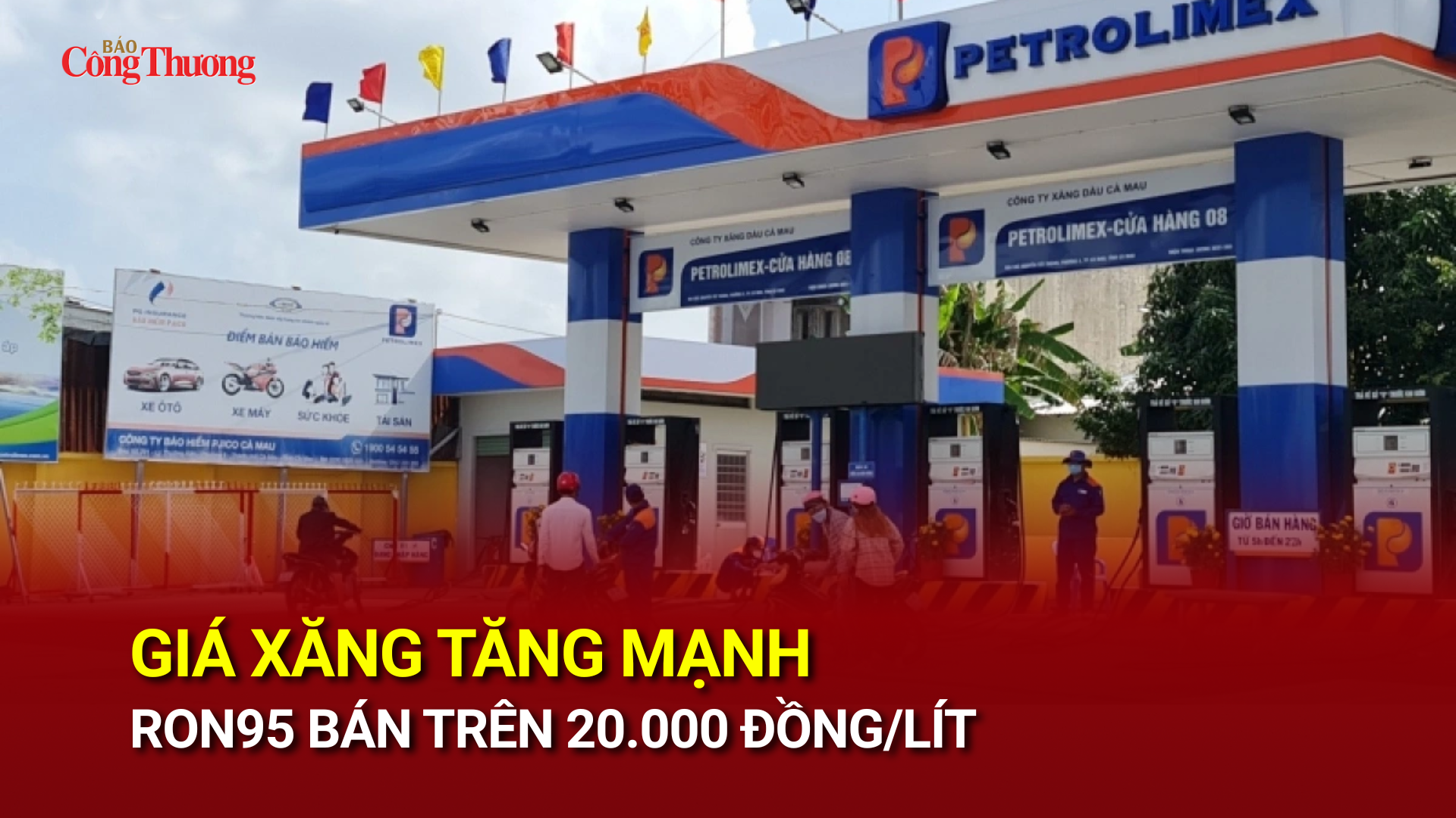 Giá xăng tăng mạnh, RON95 bán trên 20.000 đồng/lít