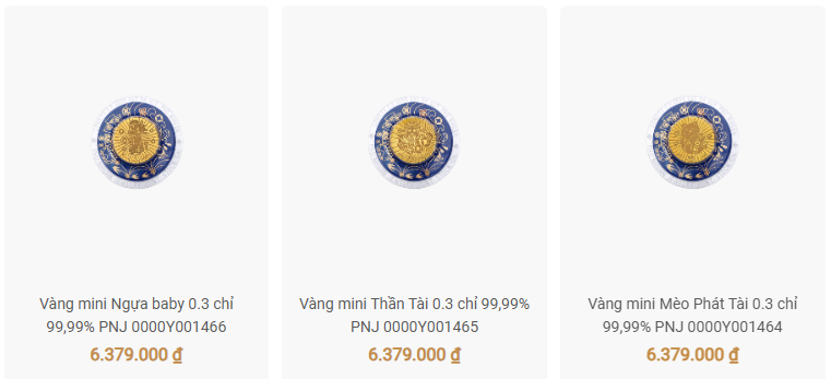 Giá vàng mini ngày vía Thần Tài
