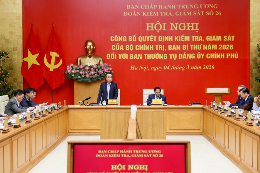 Công bố quyết định kiểm tra, giám sát đối với Ban Thường vụ Đảng ủy Chính phủ