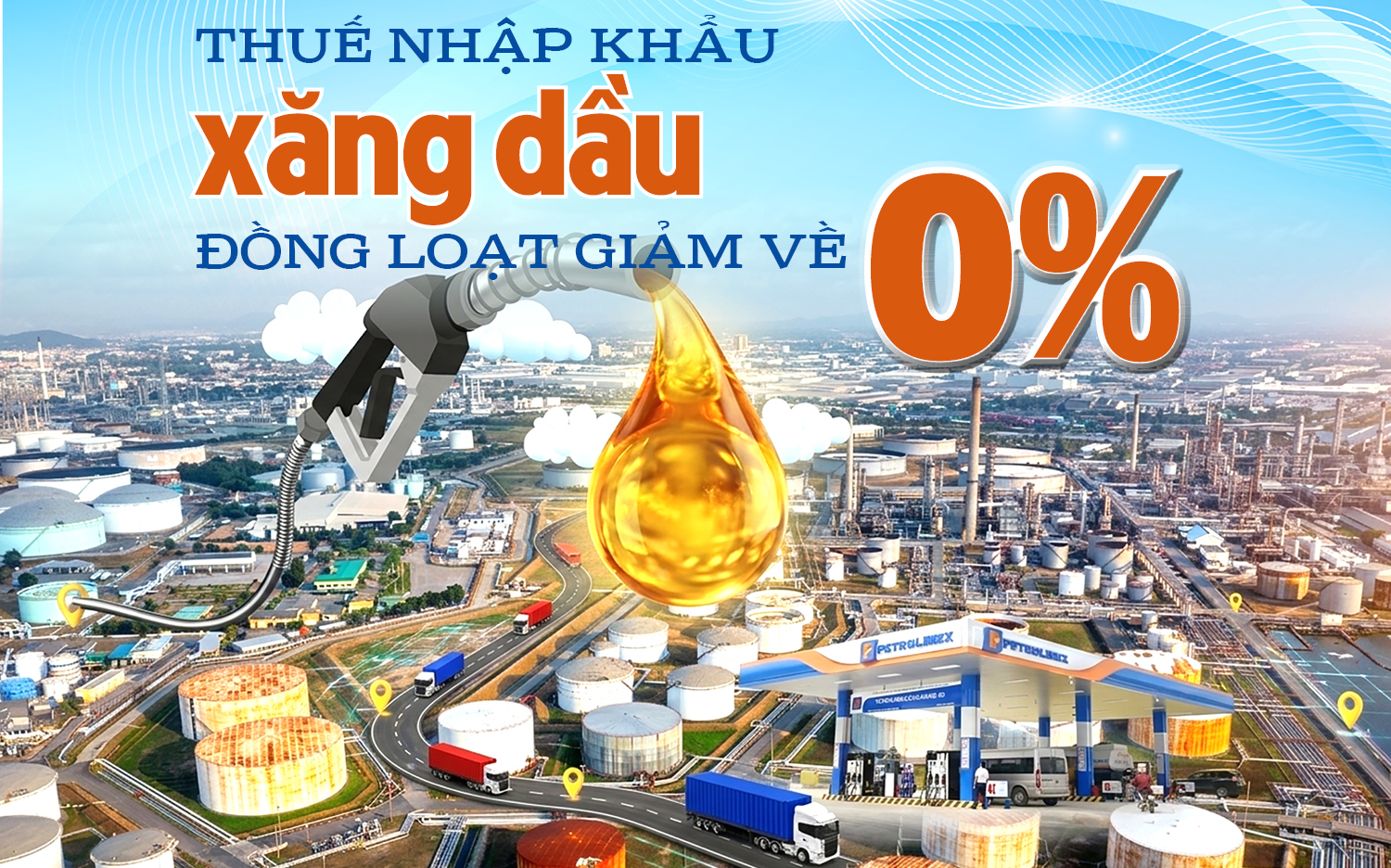 Infographic | Thuế nhập khẩu xăng dầu đồng loạt giảm về 0%