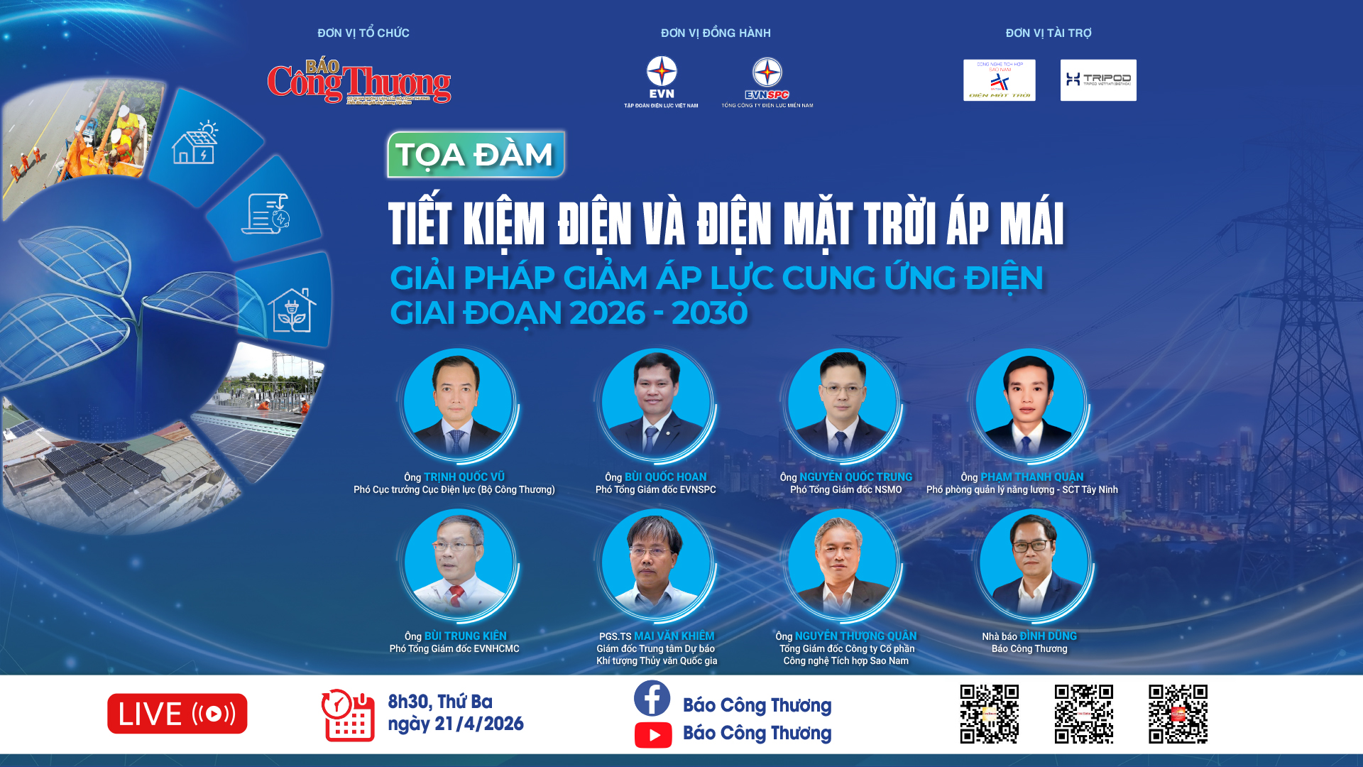[LIVE] TỌA ĐÀM: Tiết kiệm điện và điện mặt trời áp mái: Giải pháp giảm áp lực cung ứng điện giai đoạn 2026 - 2030