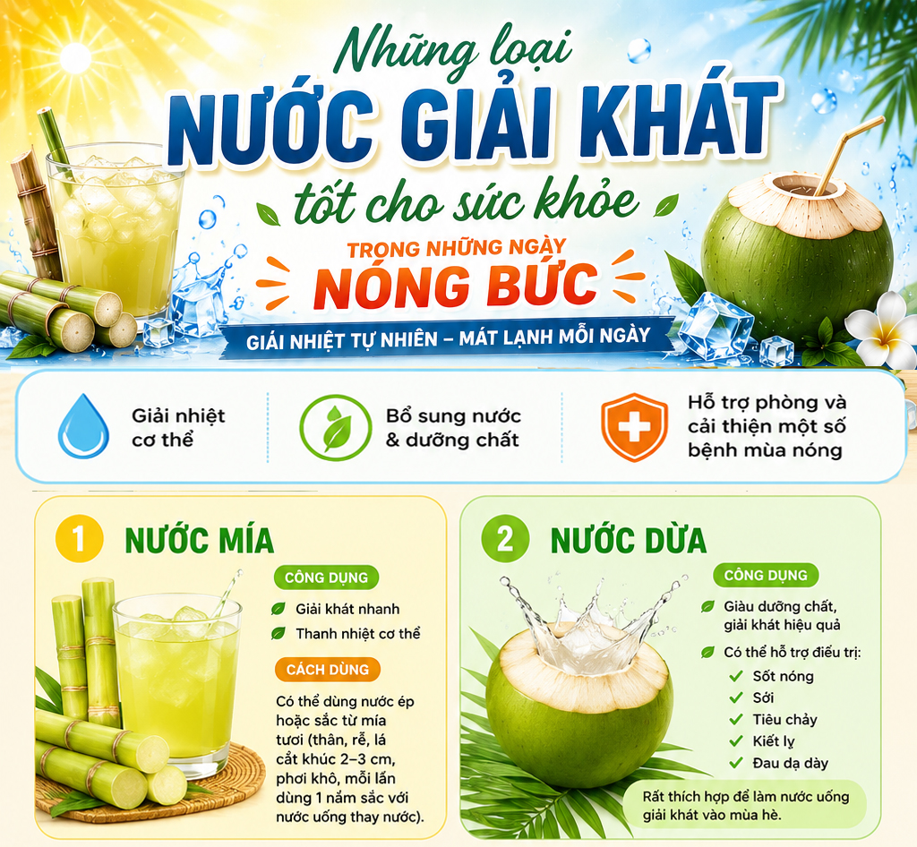 Những loại nước giải khát tốt cho sức khỏe trong trong ngày hè