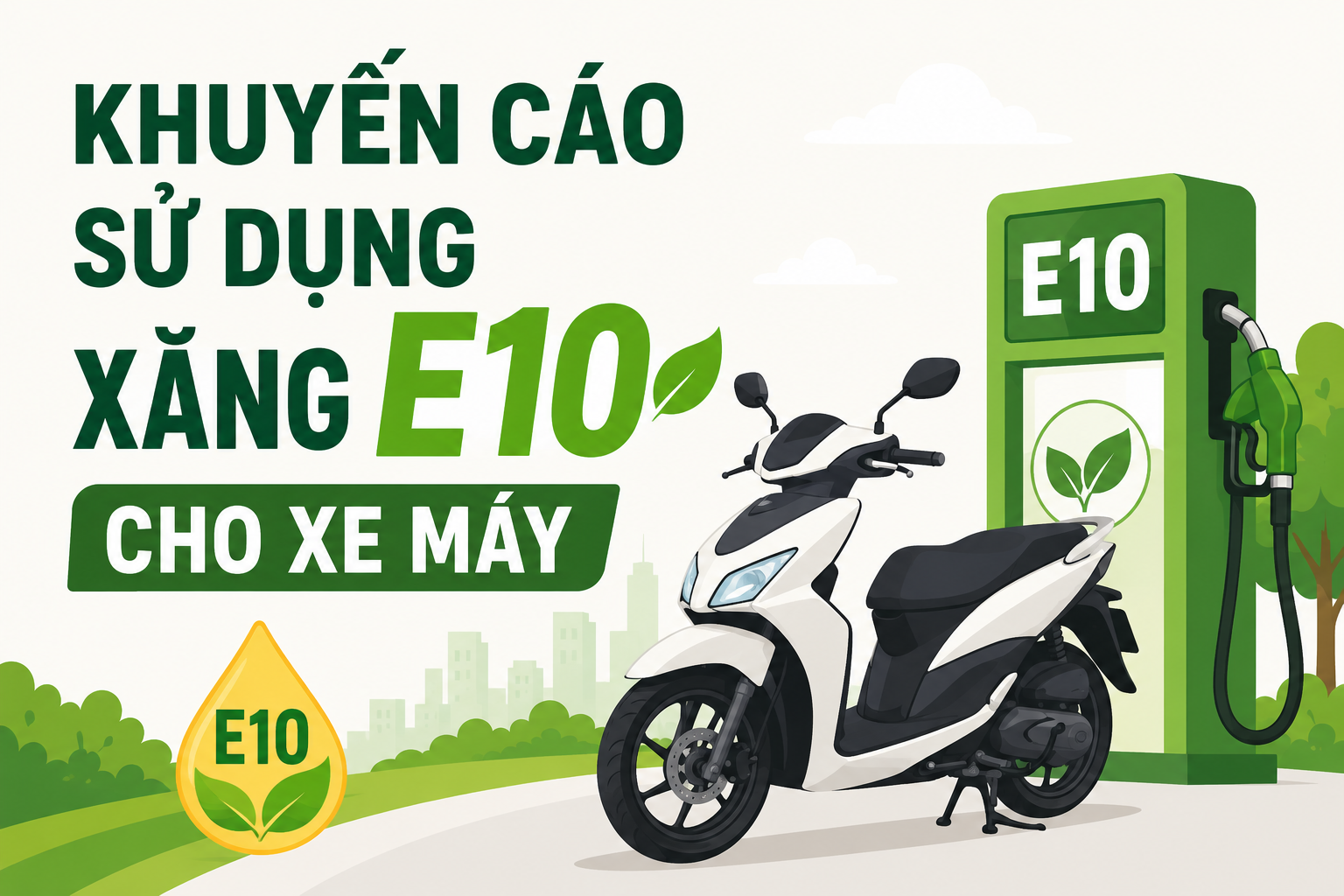 Infographic| Khuyến cáo sử dụng xăng E10 cho xe máy