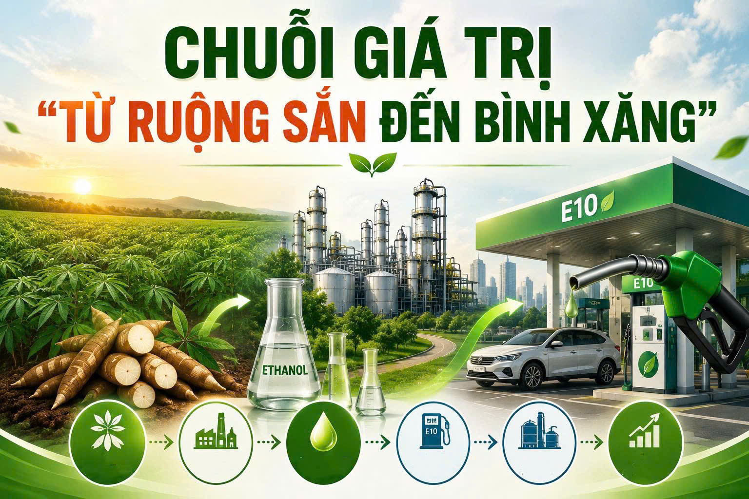 Infographic | Chuỗi giá trị 'Từ ruộng sắn đến bình xăng'