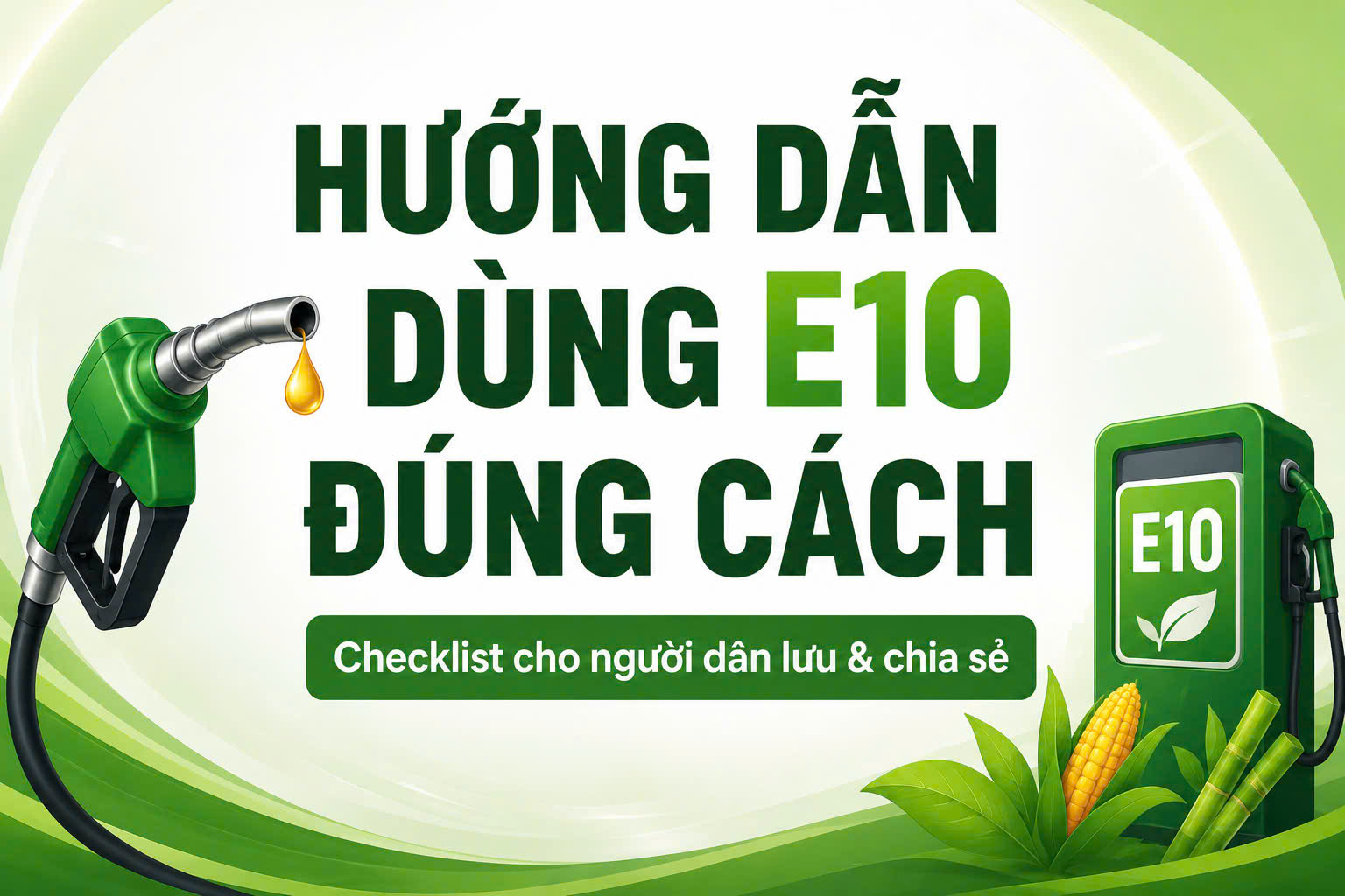 Infographic | 'Hướng dẫn dùng E10 đúng cách' - Checklist cho người dân lưu và chia sẻ