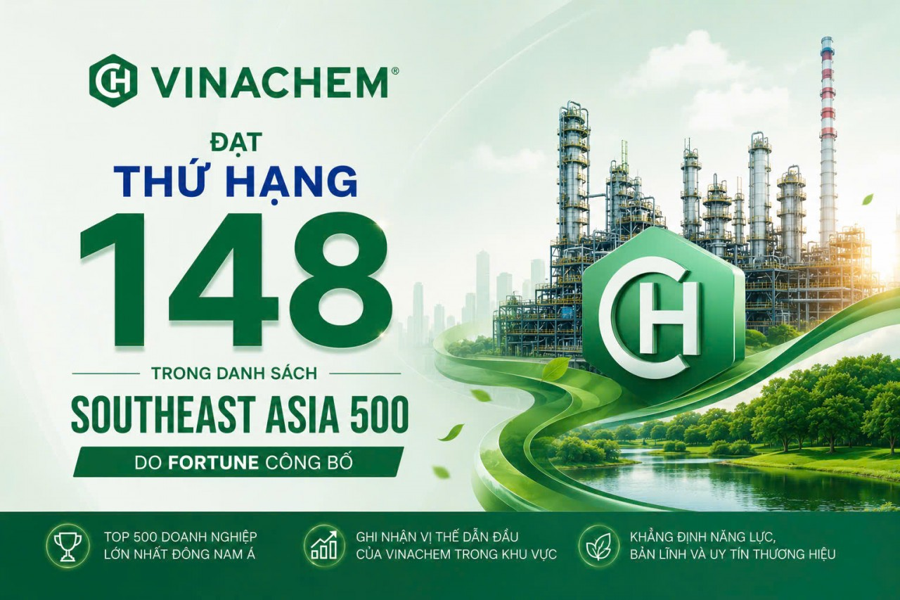 Vinachem được vinh danh Top 500 doanh nghiệp hàng đầu Đông Nam Á  năm 2026