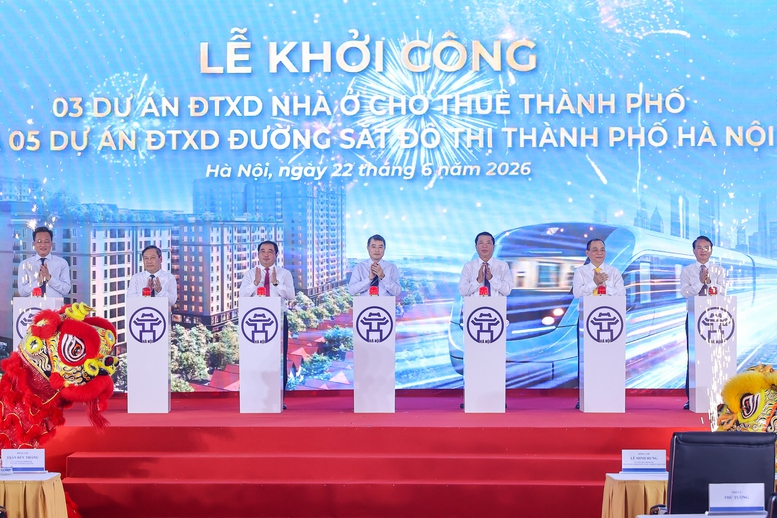 Thủ tướng dự lễ khởi công 5 tuyến đường sắt, 3 dự án nhà ở cho thuê tại Hà Nội với tổng vốn hơn 1,3 triệu tỷ đồng