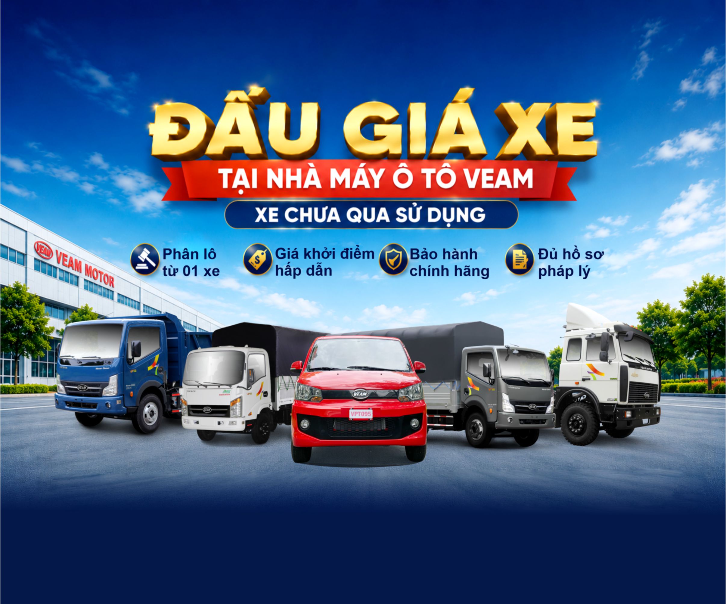 Veam Motor tiếp tục đấu giá hơn 400 xe tải, xe khách và xe chuyên dùng