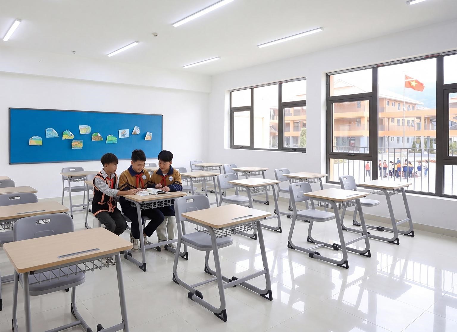 Những chuyến xe chở đầy bàn ghế The One lên vùng biên