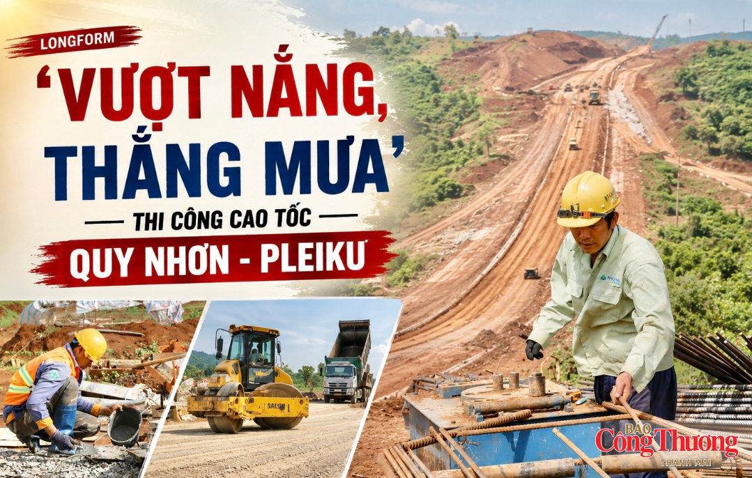 'Vượt nắng, thắng mưa' thi công cao tốc Quy Nhơn - Pleiku