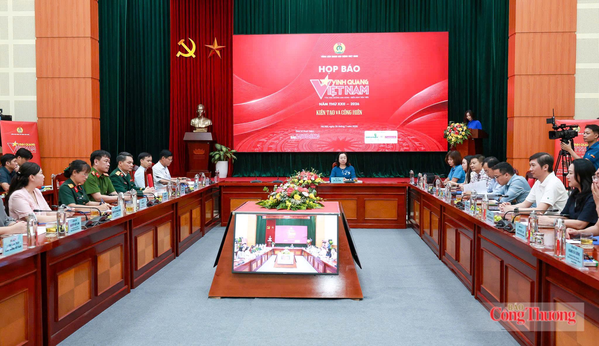 'Vinh quang Việt Nam' 2026 tôn vinh 13 tập thể, cá nhân xuất sắc