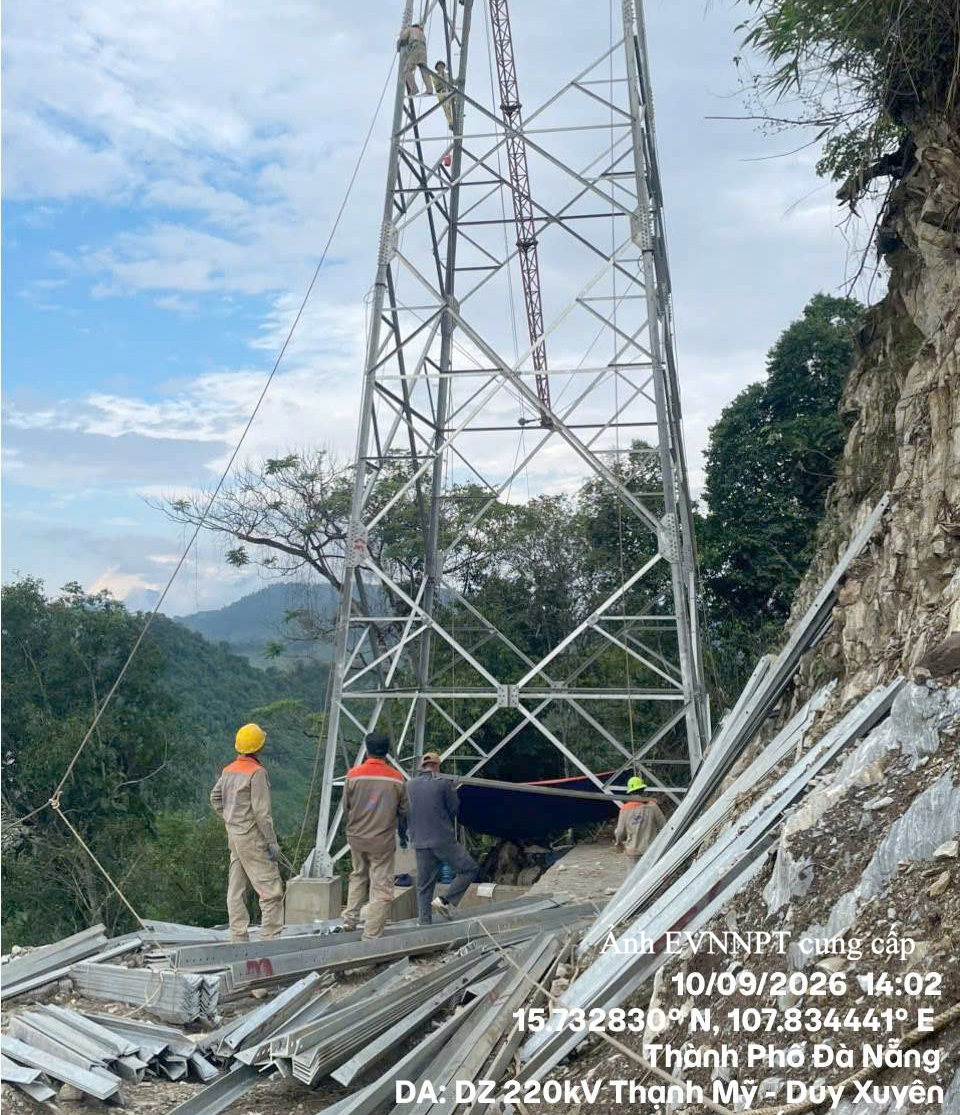 Phấn đấu đóng điện đường dây 220kV Thạnh Mỹ - Duy Xuyên quý IV năm 2026