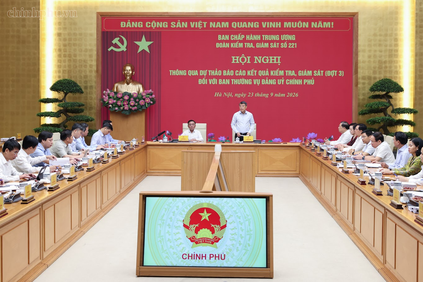Thông qua dự thảo báo cáo kết quả kiểm tra, giám sát (đợt 3) đối với Ban Thường vụ Đảng ủy Chính phủ