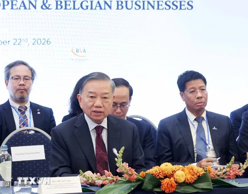 Tổng Bí thư, Chủ tịch nước Tô Lâm dự tọa đàm cấp cao với lãnh đạo doanh nghiệp tiêu biểu châu Âu và Bỉ