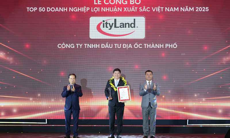  CityLand Group lần thứ hai được vinh danh 'top 50 doanh nghiệp lợi nhuận xuất sắc Việt Nam 2025'