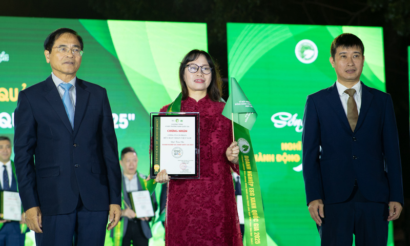 Vedan Việt Nam được trao chứng nhận 'Doanh nghiệp ESG Xanh Quốc gia 2025'