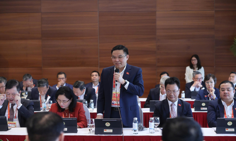 Đại biểu làm việc tại Đoàn thảo luận các văn kiện Đại hội XIV