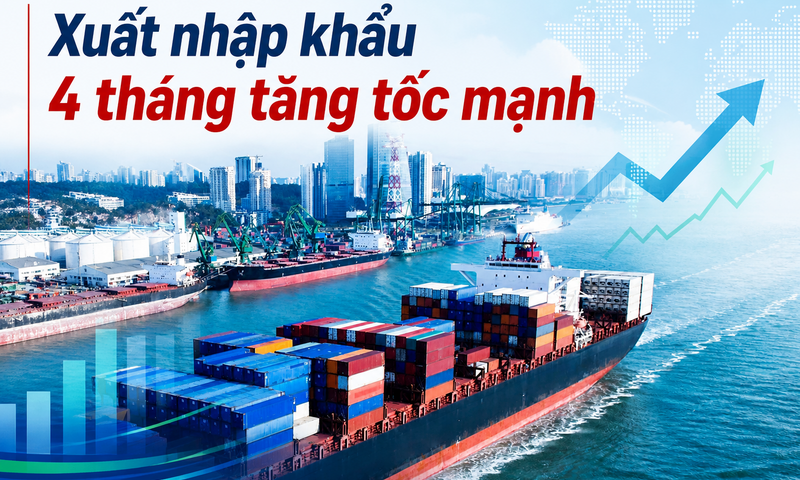 Infographic | Xuất nhập khẩu 4 tháng tăng tốc mạnh