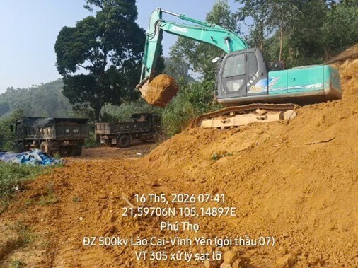 Ban Quản lý dự án Điện 1 thông tin về vị trí cột 305 đường dây 500kV Lào Cai - Vĩnh Yên