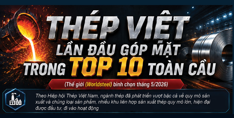 Infographic | Thép Việt lần đầu góp mặt trong top 10 toàn cầu