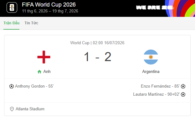 Messi giúp Argentina thắng tuyển Anh 2-1, đưa Argentina vào chung kết World Cup 2026