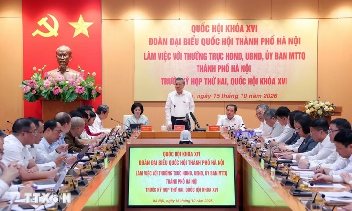 Tổng Bí thư, Chủ tịch nước Tô Lâm dự buổi làm việc chuẩn bị Kỳ họp thứ Hai, Quốc hội khóa XVI của Đoàn đại biểu Quốc hội Hà Nội
